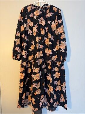Black Floral Midi Dress